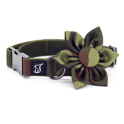 Camouflage Dog Collar with Flower | Ultra Joys Pets