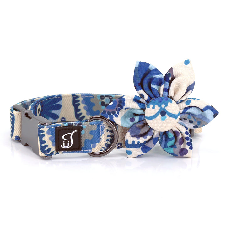 Blue Daisy Dog Collar with Flower | Ultra Joys Pets