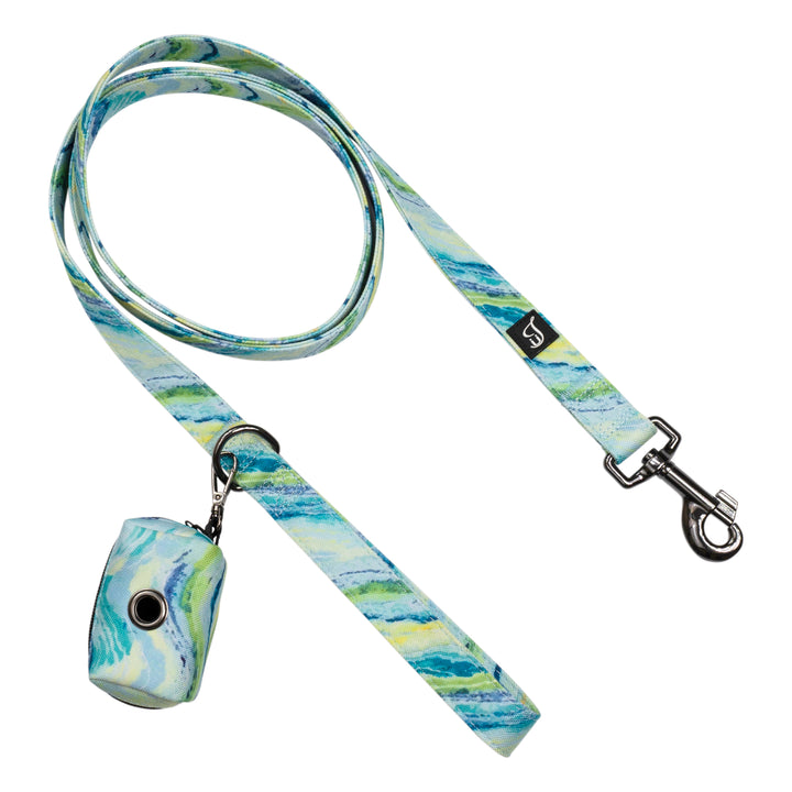 Wave Dog Leash and Poop Bag Holder Set