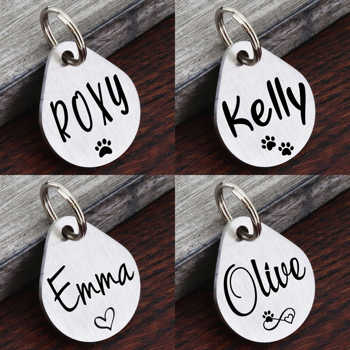 Brushed Teardrop Shape Dog Tag | Ultra Joys Pets